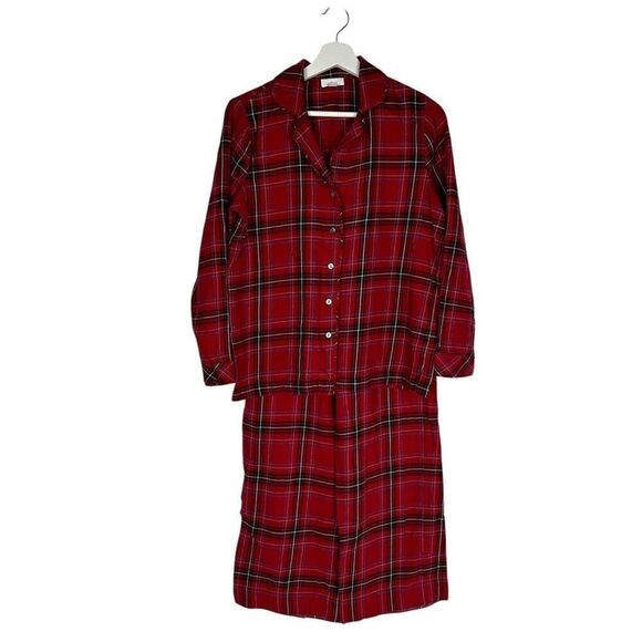 J.Jill Womens XS Petite Red Plaid Flannel Pajamas - Picture 3 of 11